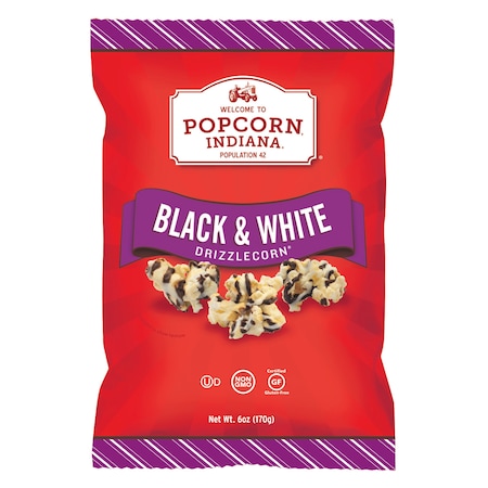 Popcorn Indiana Snack Popcorn Black And White Drizzle 6 oz., PK6 8435710062